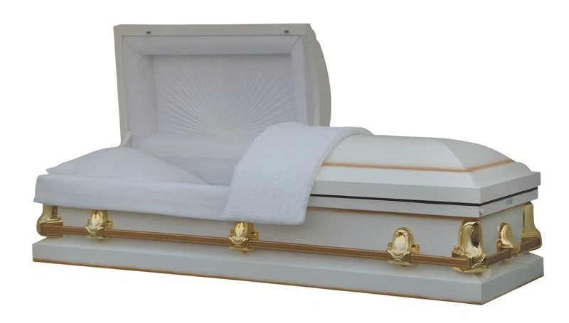 Birds White Shaded Gold Square Corner Casket