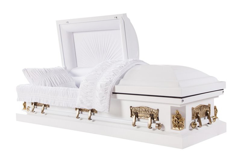 Pieta Dawb Square Corner Steel Casket